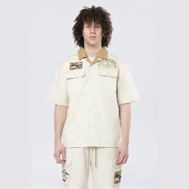 Pitstop S/S Buttondown Shirt - Ecru