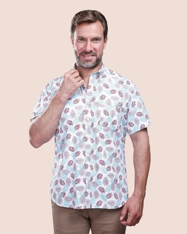 Short Sleeve Patterned Shirt - WINE