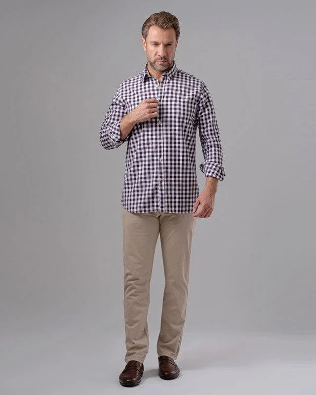 LONG SLEEVE CHECKERED SHIRT - DARK PURPLE