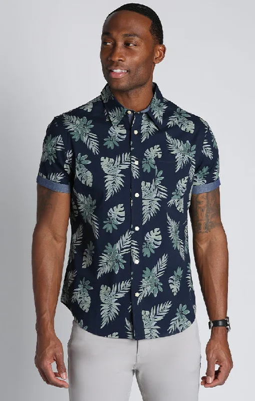 NAVY LEAF PRINT