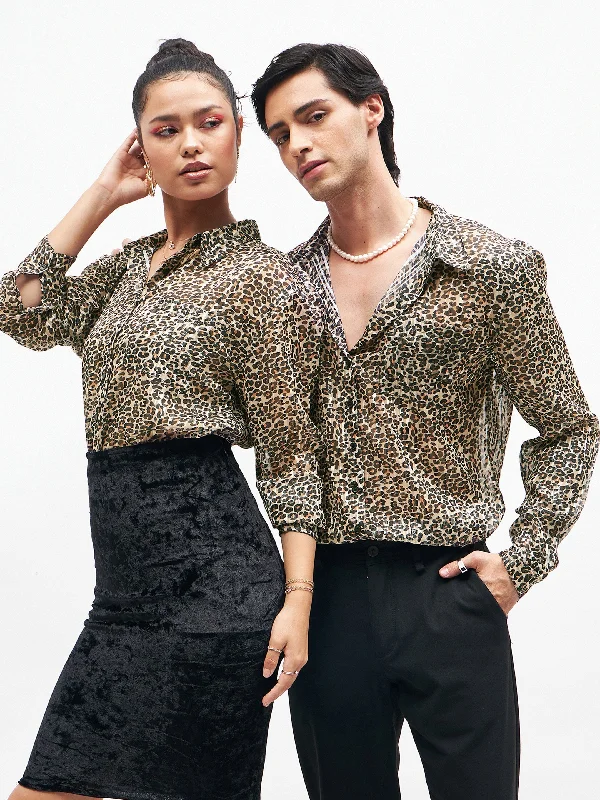 Unisex Leopard Print Lurex Party Shirt