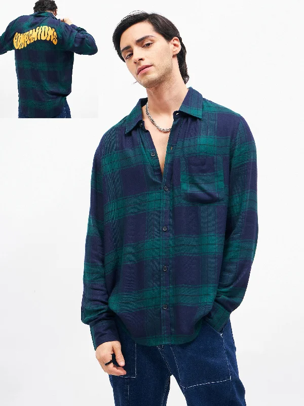 Unisex Navy Check COMPANIONS Oversized Shirt