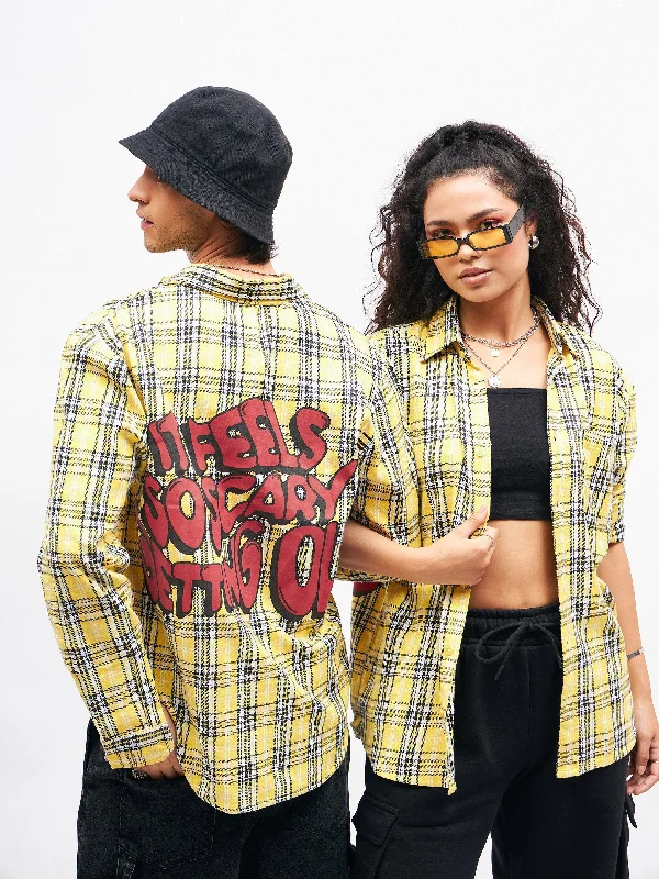 Unisex Yellow Check GETTING OLD Oversized Shirt